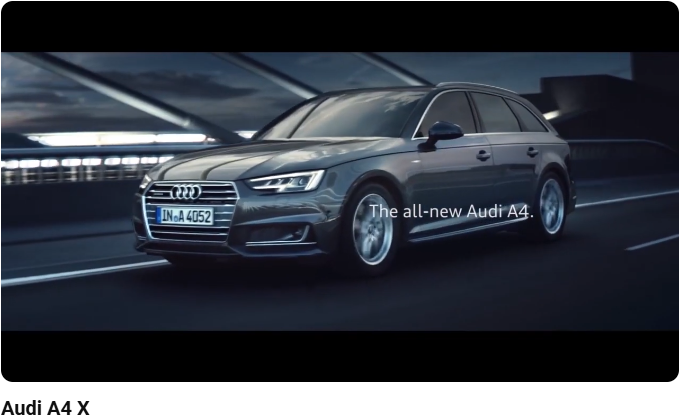 Image of the actual Audi A4 X car at night, in gray tones for in the Audi A4 X - a WM Cline Concept Commercial Voiceover Demo video still